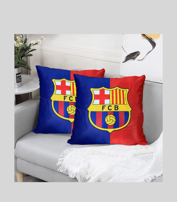 Red & Blue Color Cushion Cover FC Barcelona Logo Print - elitesaz.com